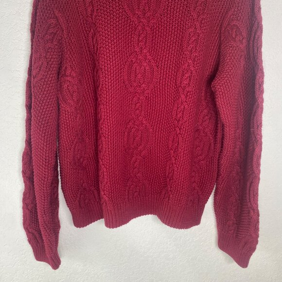 Ruff Hewn Chunky Cable Knit Sweater Womens L Ramie Cotton Crew Neck Cabin Core - Picture 8 of 13